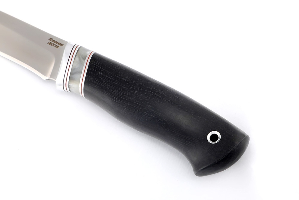 Нож Соболёк (95х18, вставка акрил белый, черный граб)