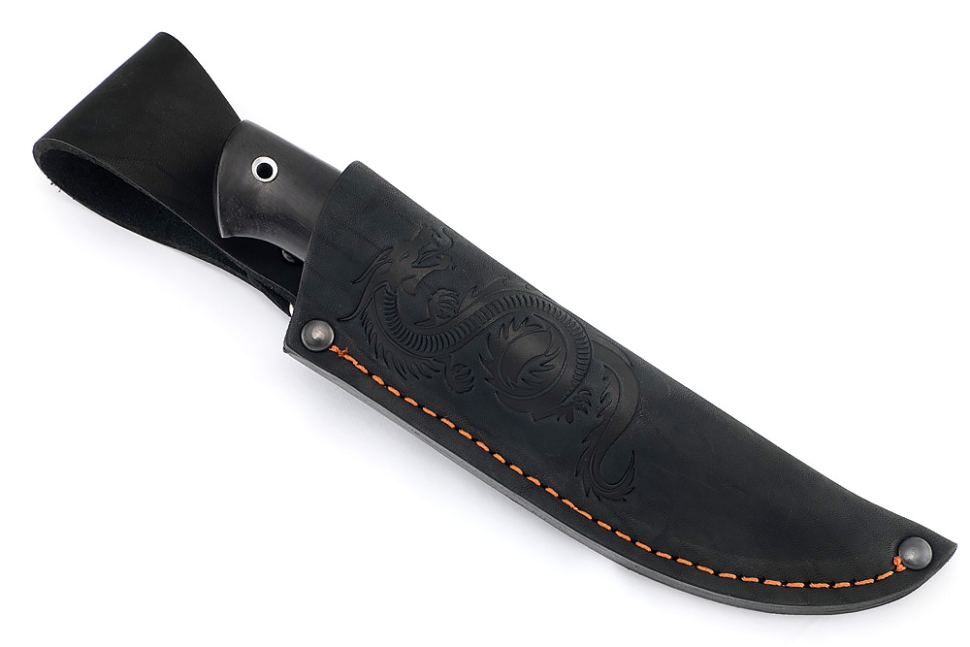 Нож Соболёк (95х18, вставка акрил белый, черный граб)