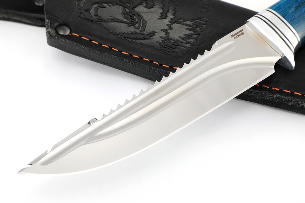 Нож Судак большой (х12МФ-долы, карельская береза синяя)