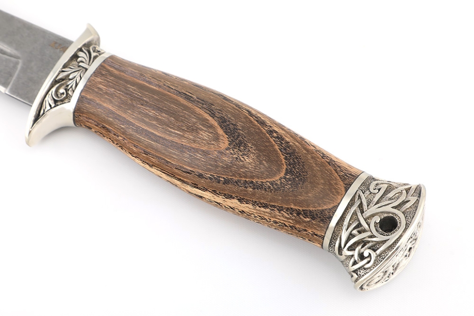 Нож Перо (К340, мельхиор, ясень стабилизированный)