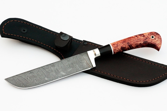 Нож Узбек (дамаск, карельская берёза)
