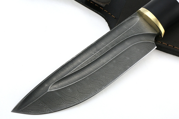 Нож Глухарь (дамаск-долы, чёрный граб)