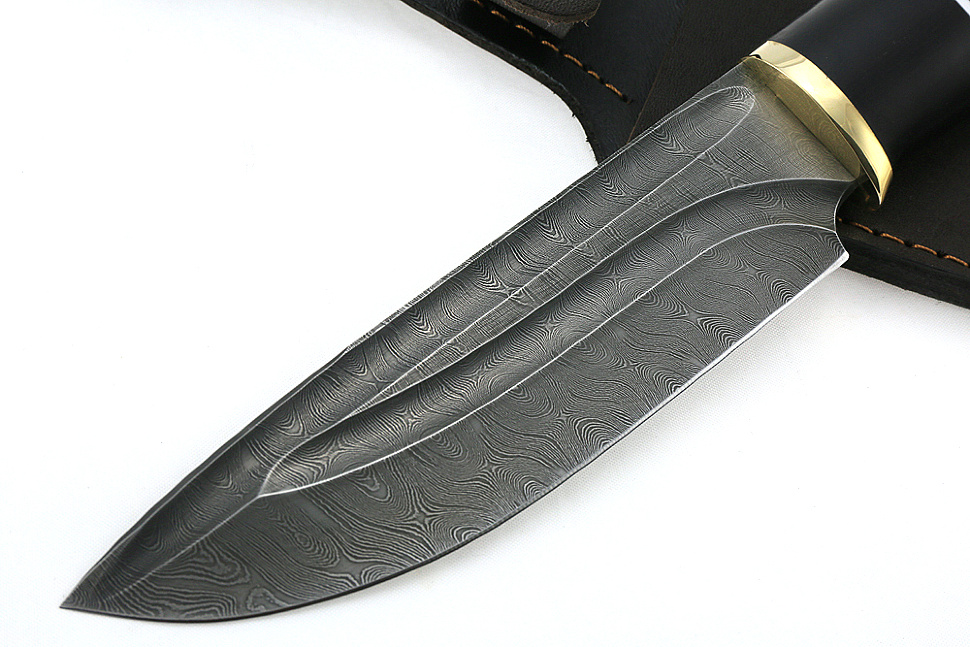Нож Глухарь (дамаск-долы, чёрный граб)