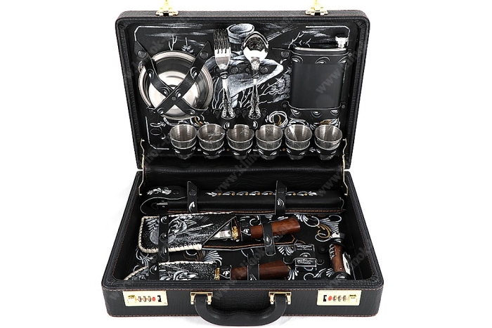 Подарочный набор в дипломате Турист-1 (цветная роспись)