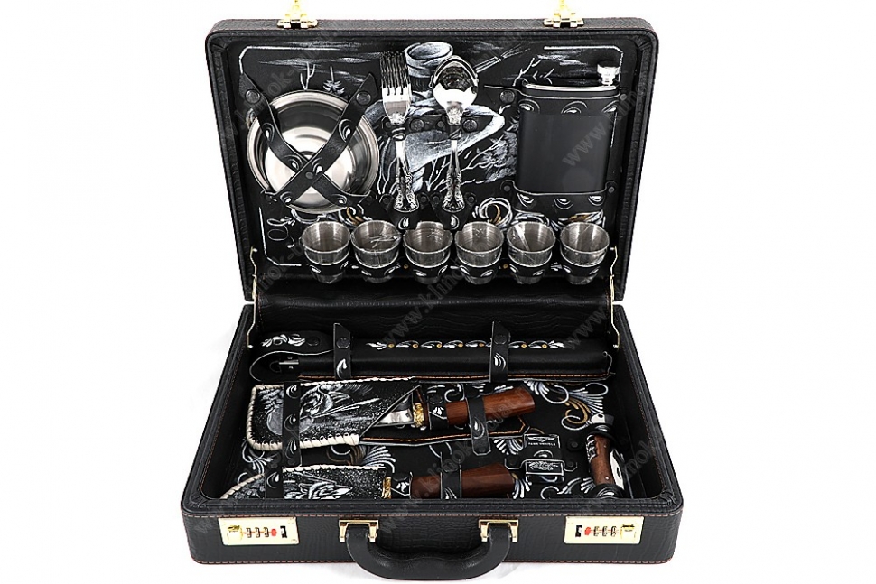 Подарочный набор в дипломате Турист-1 (цветная роспись)