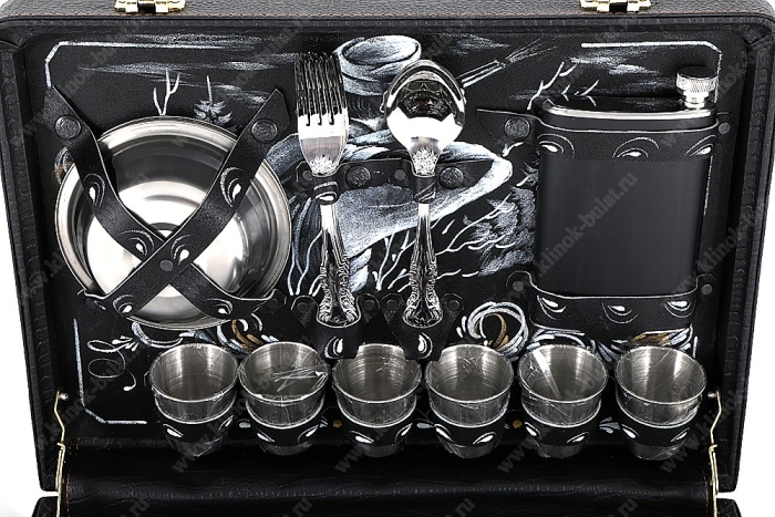 Подарочный набор в дипломате Турист-1 (цветная роспись)