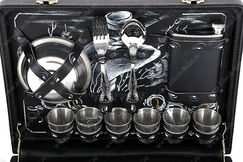 Подарочный набор в дипломате Турист-1 (цветная роспись)