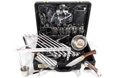 Подарочный набор в дипломате Турист-1 (цветная роспись)