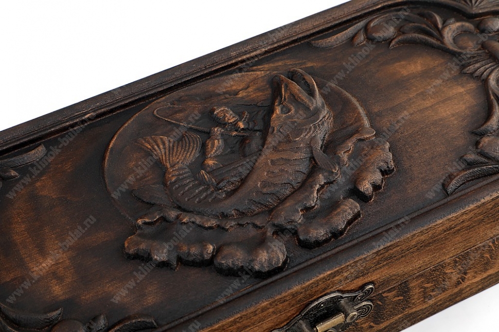 Футляр для ножа №7 (дерево - бук) рыбак и щука