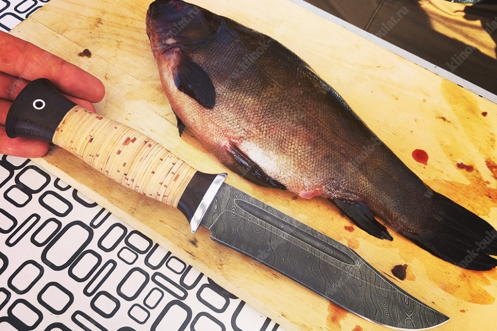 Нож Атака (дамаск, береста)