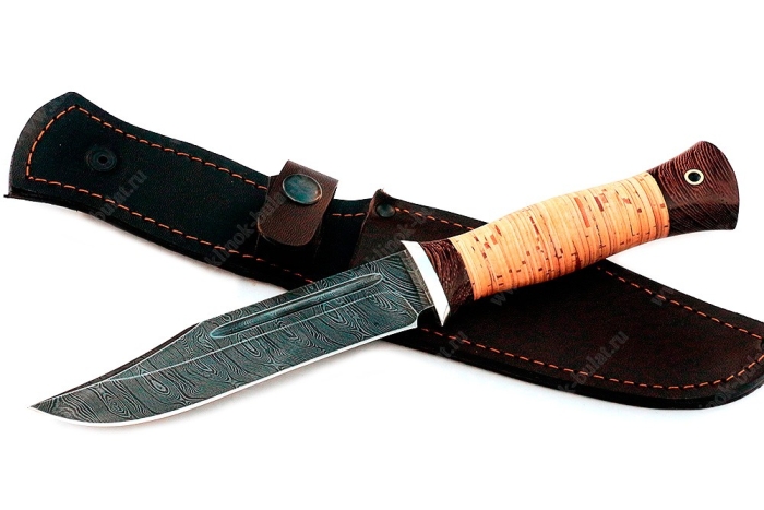 Нож Атака (дамаск, береста)