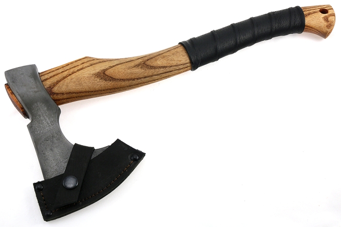 Топор средний №2 (сплав УГЛЕРОД+ХВГ, рукоять - ясень, кожа)