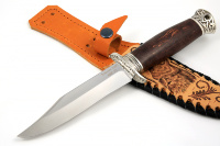 Нож Гладиатор (S390, коричневая стабилизированная карельская берёза - мельхиор)