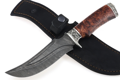 Нож Легион (дамаск-долы, карельская берёза-мельхиор)