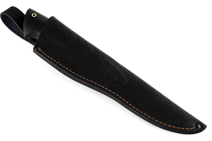 Нож Стрела (ламинат - 9ХС и дамаск с никелем, рукоять чёрный граб, гарда мельхиор)