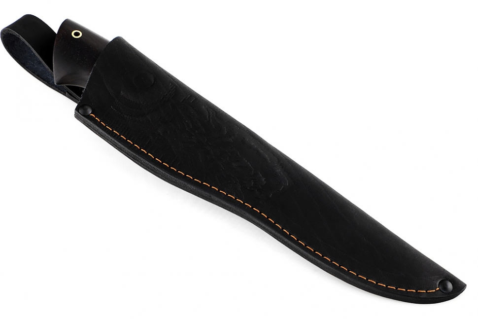 Нож Стрела (ламинат - 9ХС и дамаск с никелем, рукоять чёрный граб, гарда мельхиор)