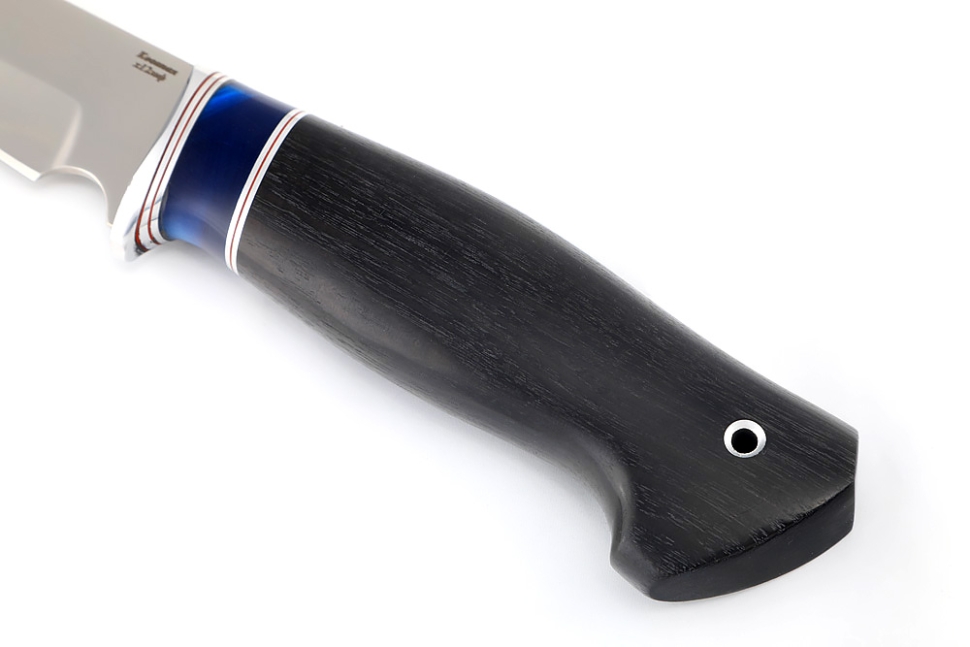 Нож Флагман (х12МФ, вставка акрил синий, чёрный граб)
