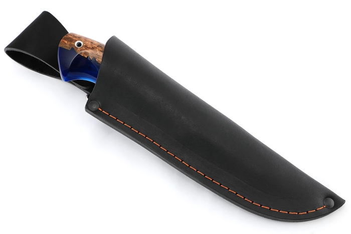 Нож Барсук (х12МФ-долы, гибрид карельская берёза, акрил синий)