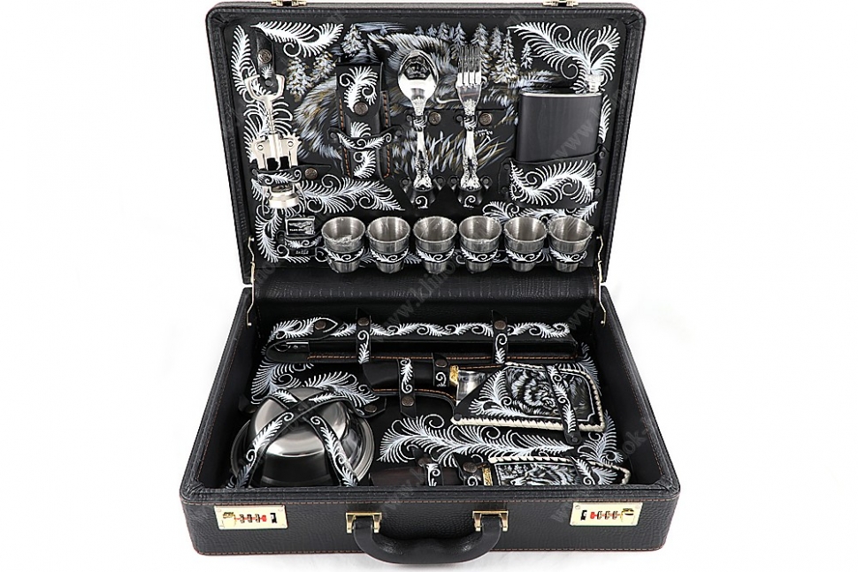 Подарочный набор в дипломате Турист-2 (цветная роспись)