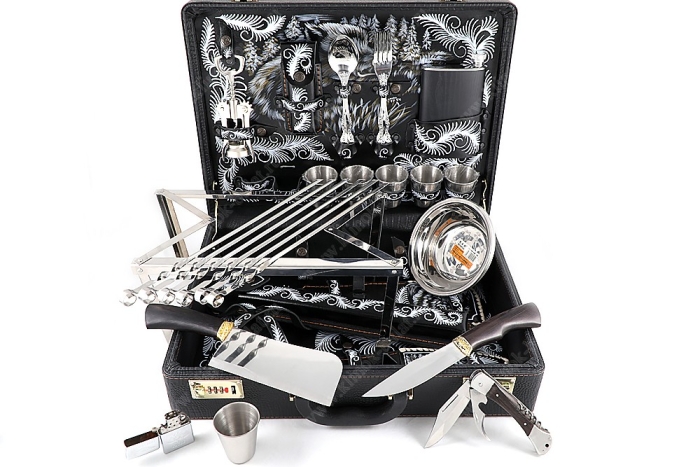 Подарочный набор в дипломате Турист-2 (цветная роспись)