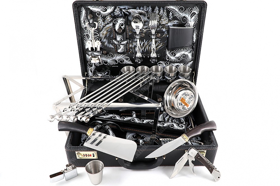 Подарочный набор в дипломате Турист-2 (цветная роспись)