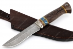 Нож Соболь (К340, рукоять венге, вставка акрил, фибра, гарда мельхиор) - Охотничий нож Соболь сталь К340, рукоять наборная из африканского дерева венге