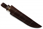 Нож Соболь (К340, рукоять венге, вставка акрил, фибра, гарда мельхиор) - Нож Соболь в ножнах из натуральной кожи