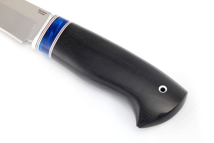 Нож Таран (х12МФ, вставка акрил синий, чёрный граб)