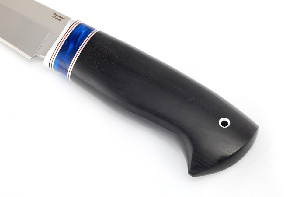 Нож Таран (х12МФ, вставка акрил синий, чёрный граб)