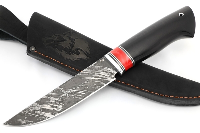 Нож Стрела (D2, вставка акрил красный, черный граб)