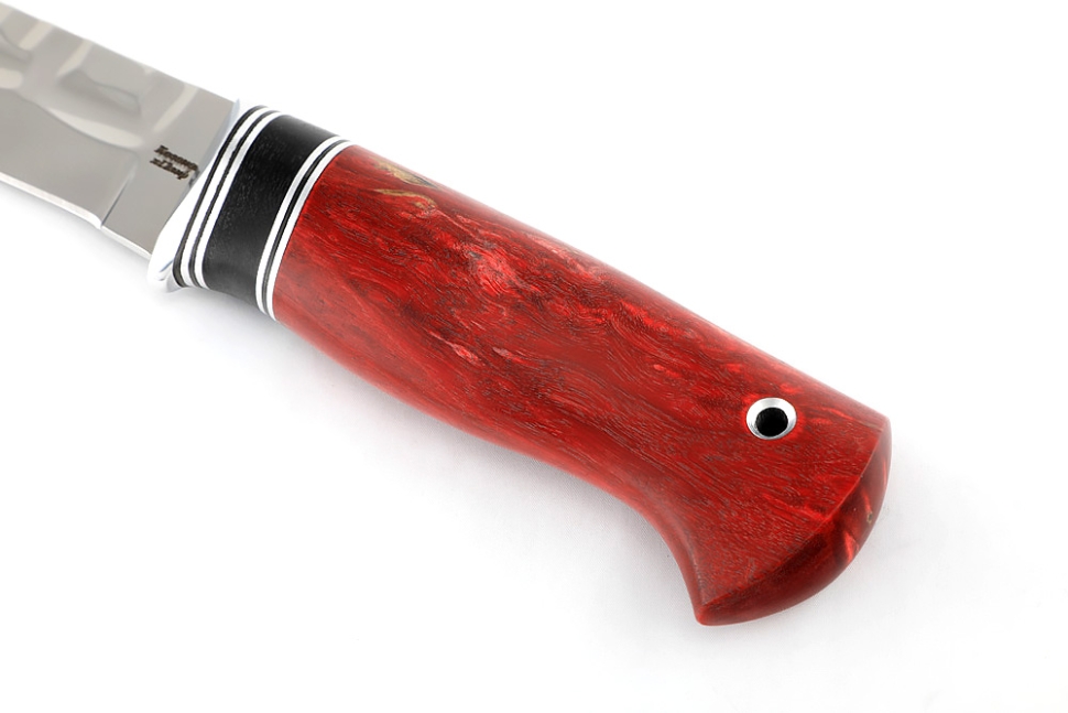 Нож Финт (х12МФ долы-камень, вставка черный граб, карельская берёза красная)