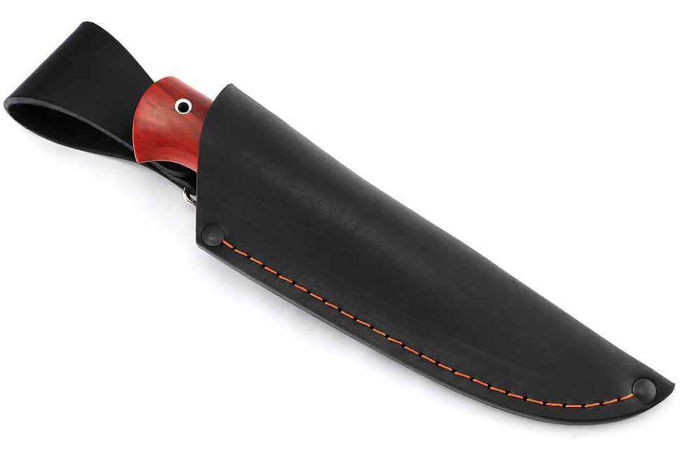 Нож Финт (х12МФ долы-камень, вставка черный граб, карельская берёза красная)