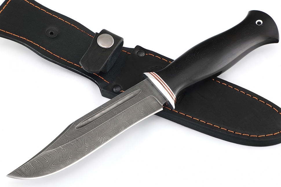 Нож Атака (дамаск, чёрный граб)