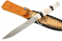 Нож Классика (S390, рог лося - чёрный граб - мельхиор)
