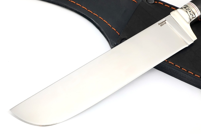 Нож Узбек (95х18, мельхиор, черный граб)