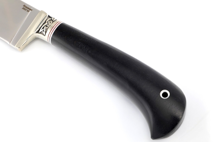 Нож Узбек (95х18, мельхиор, черный граб)