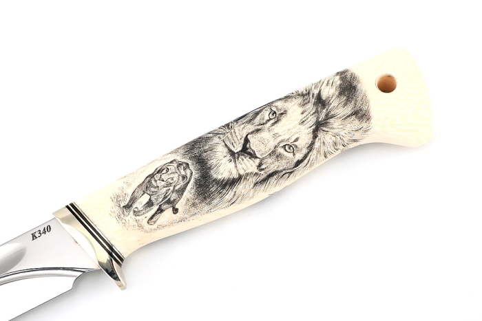 Нож Зубатка (К340-долы, низельбер, элфорин-скримшоу сафари) формованные ножны