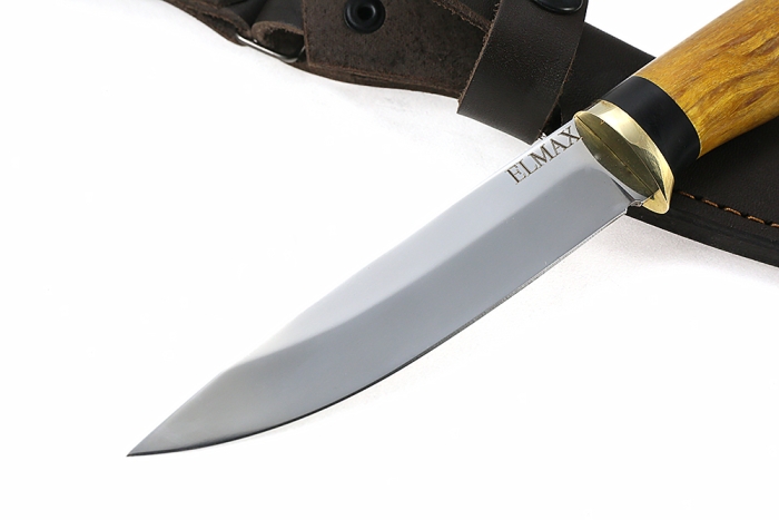 Нож Пантера (порошковая сталь Elmax, стабилизированная карельская береза - чёрный граб)