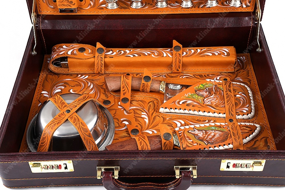 Подарочный набор в дипломате Юбилейный (цветная роспись)