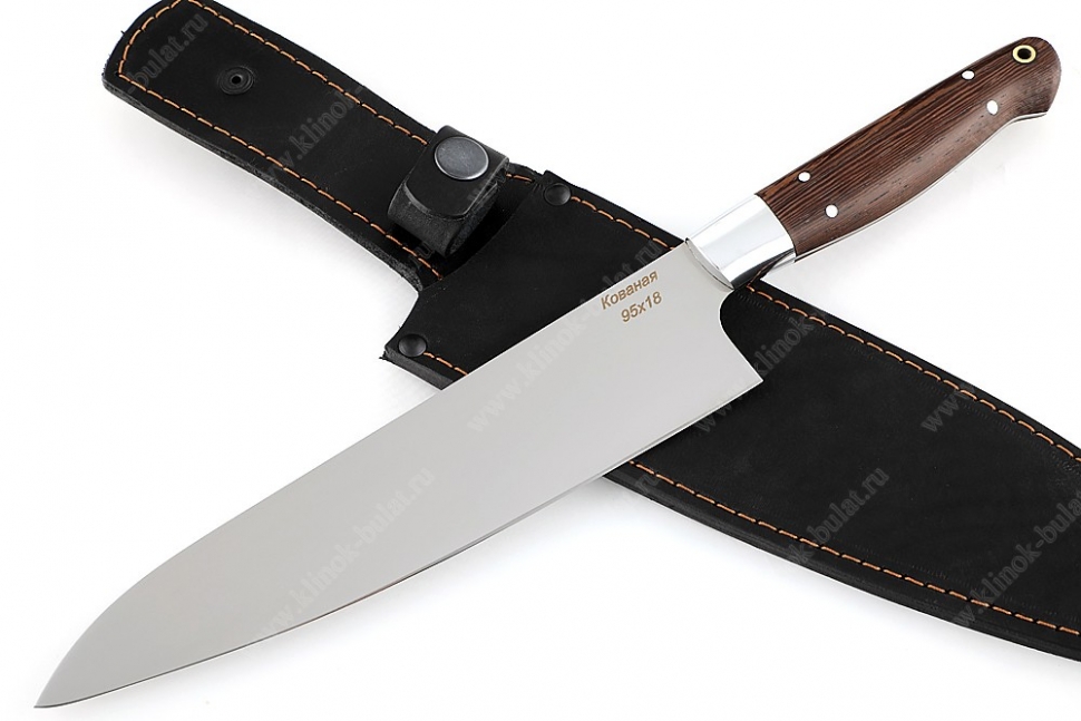 Нож Шеф большой (95х18, рукоять дюраль - венге) цельнометаллический