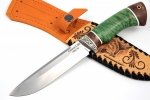 Нож Скат (S390, зелёная стабилизированная карельская берёза - наборная) гарда мельхиор - Нож Скат (S390, зелёная стабилизированная карельская берёза - наборная) гарда мельхиор