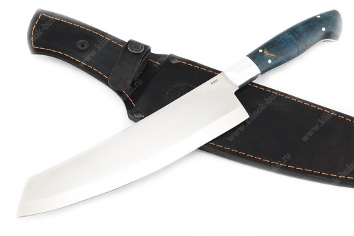 Нож Шеф-повар №1 (Elmax, цельнометаллический; рукоять - синяя карельская берёза)