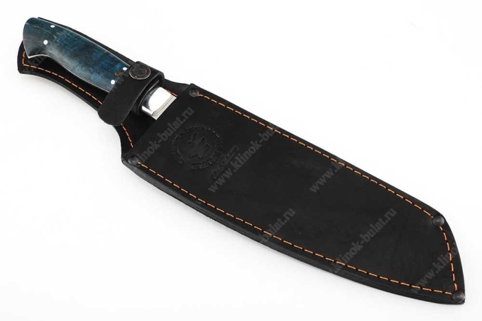 Нож Шеф-повар №1 (Elmax, цельнометаллический; рукоять - синяя карельская берёза)