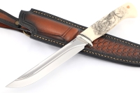Нож Зубатка (К340-долы, низельбер, элфорин-скримшоу охота) формованные ножны