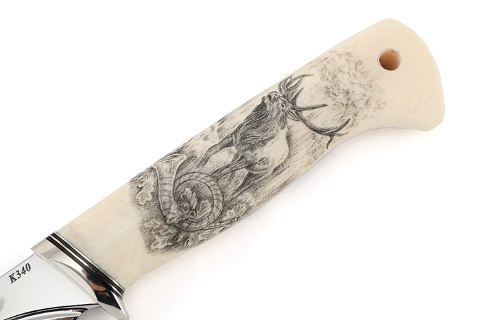 Нож Зубатка (К340-долы, низельбер, элфорин-скримшоу охота) формованные ножны