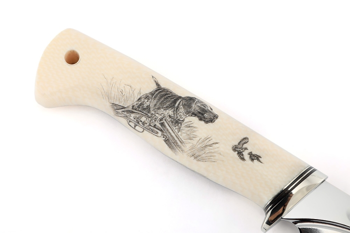 Нож Зубатка (К340-долы, низельбер, элфорин-скримшоу охота) формованные ножны