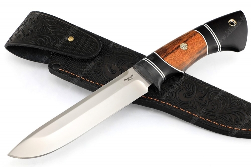 Нож Скат (S390, гарда карбон, айронвуд, чёрный граб, мозаичные пины)