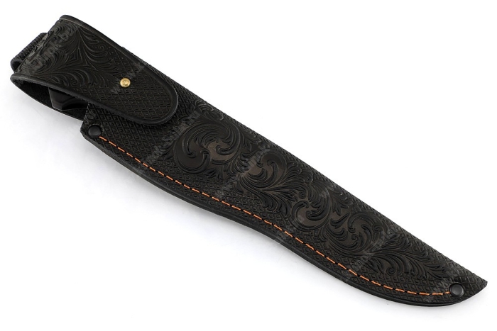 Нож Скат (S390, гарда карбон, айронвуд, чёрный граб, мозаичные пины)