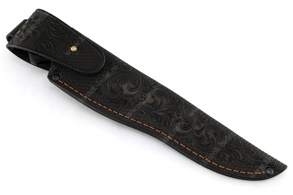 Нож Скат (S390, гарда карбон, айронвуд, чёрный граб, мозаичные пины)