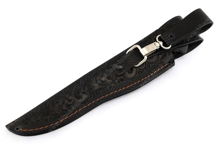 Нож Скат (S390, гарда карбон, айронвуд, чёрный граб, мозаичные пины)